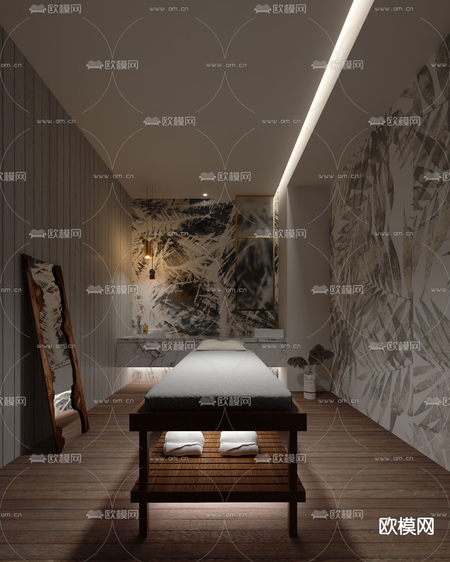 现代美容院护理室su模型下载（渲染图1）