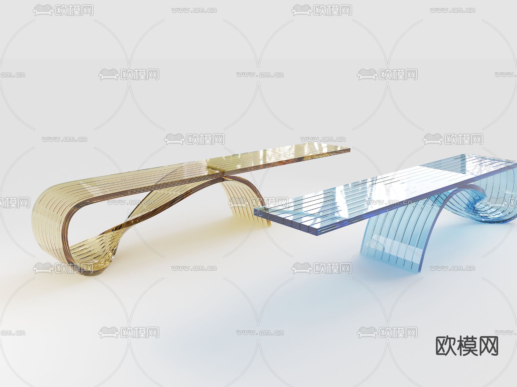 亚克力长凳 条凳3d模型下载