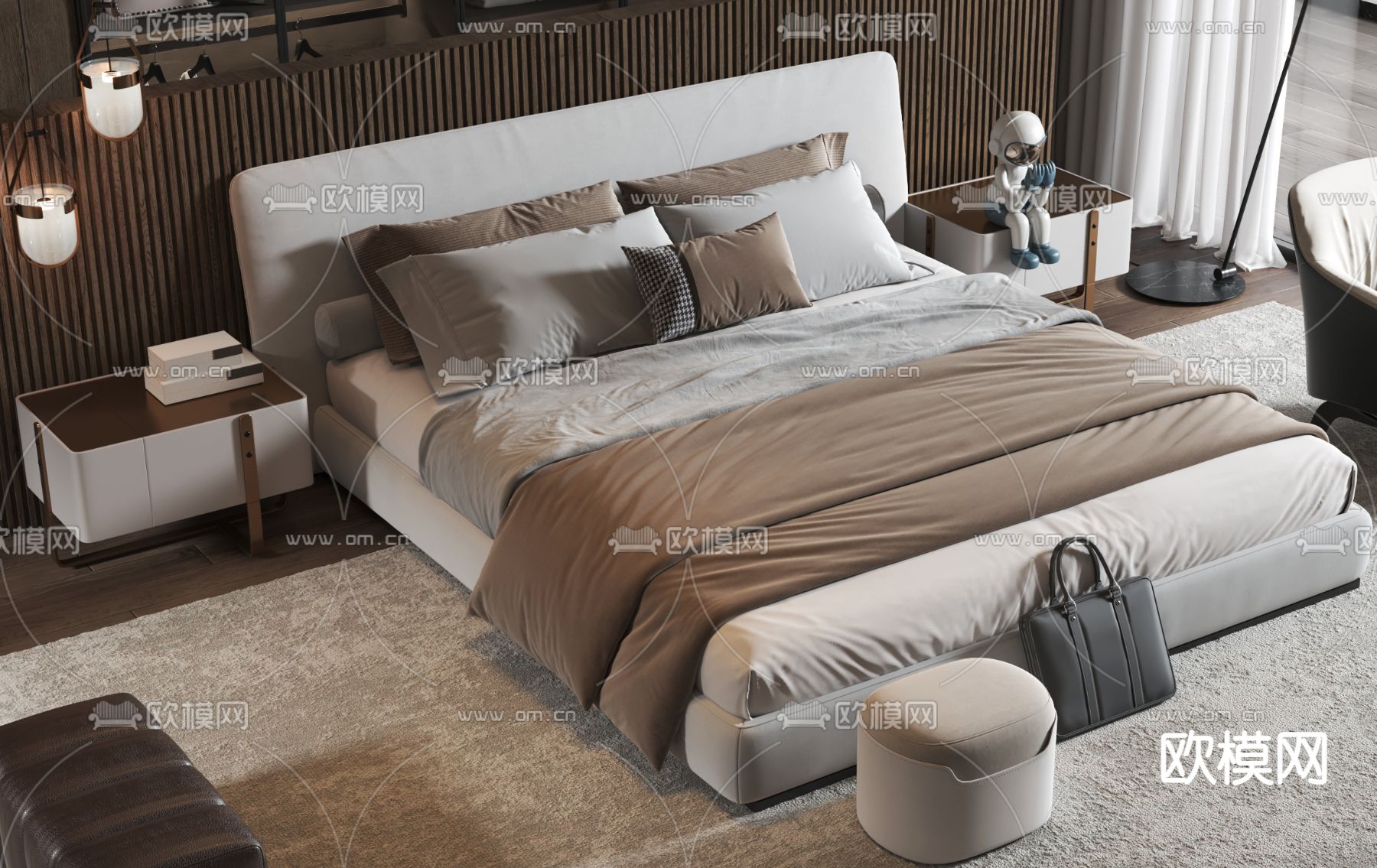 Minotti 双人床3d模型下载（渲染图2）