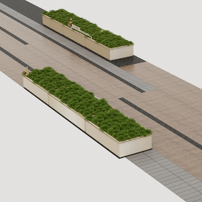  树池花池花箱su模型 