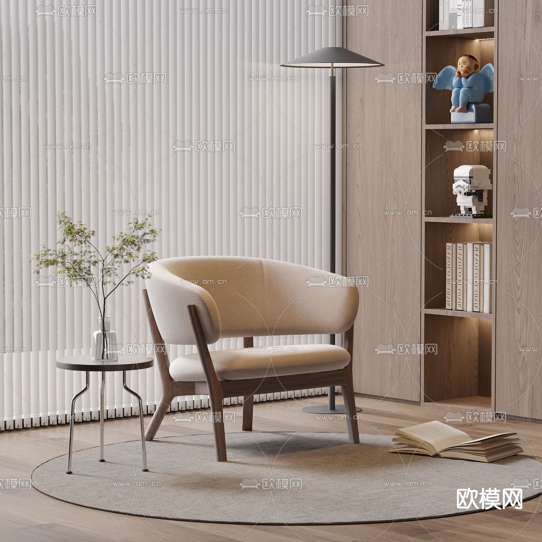 侘寂椅子 休闲椅3d模型下载