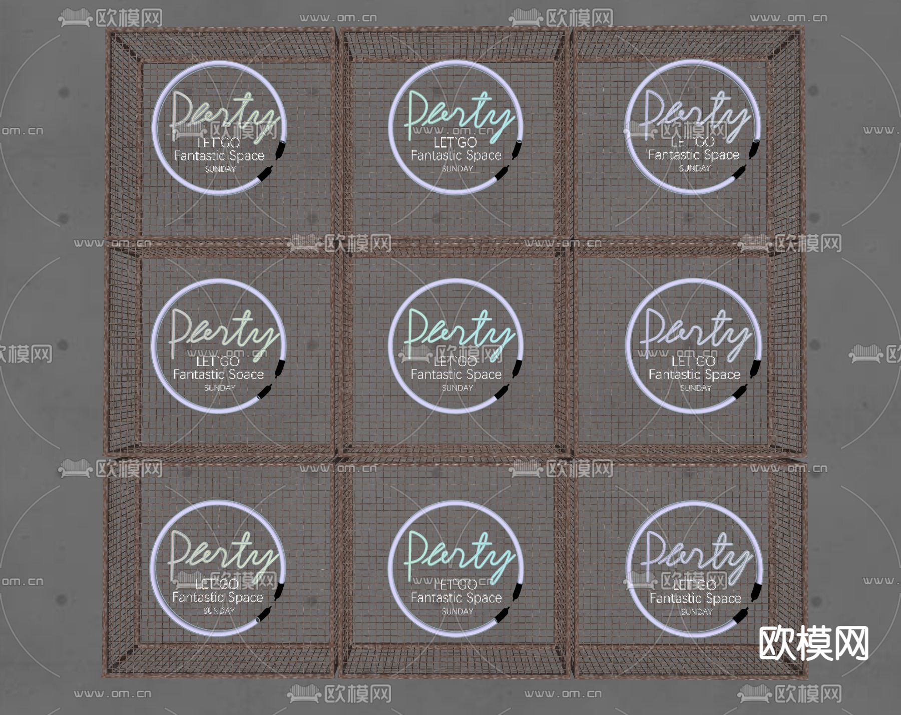 霓虹灯字 英文字 发光字su模型下载（渲染图2）