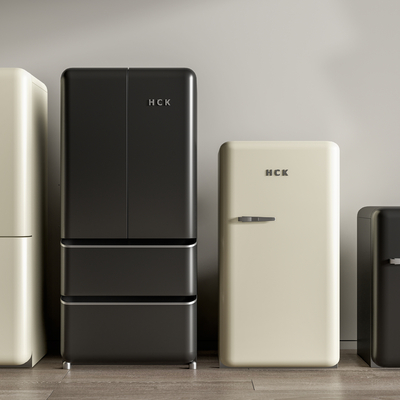  复古小冰箱 迷你冰箱su模型 