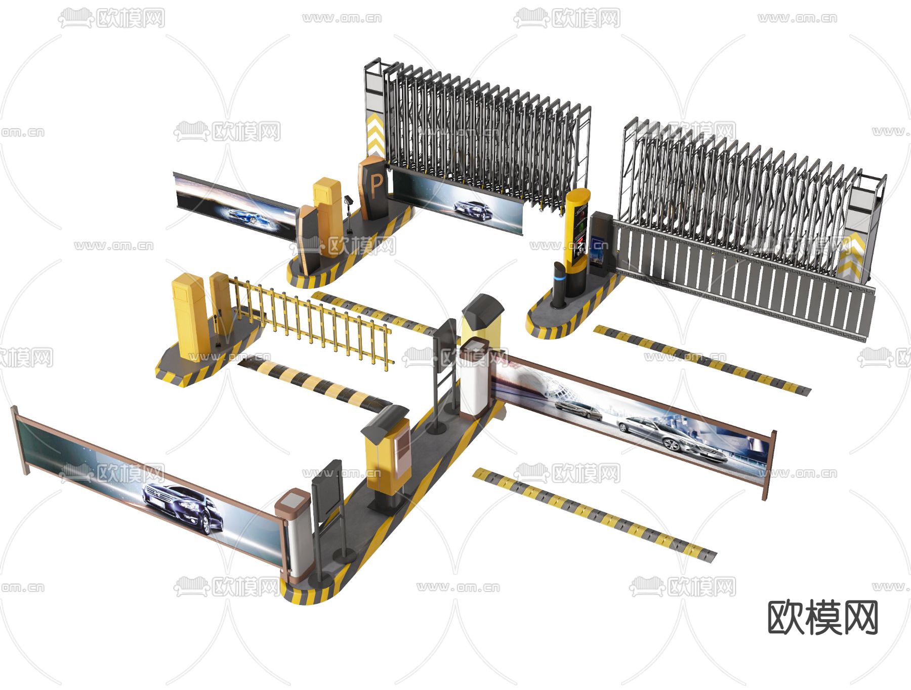 收费杆 停车杆 门闸 车闸3d模型下载