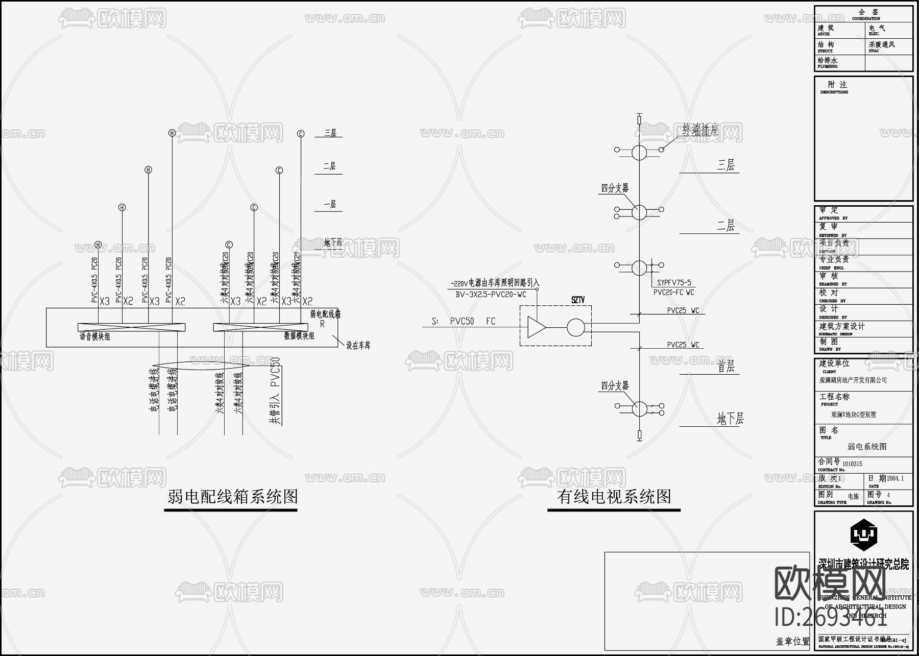 别墅电气设计CAD施工图下载（渲染图1）