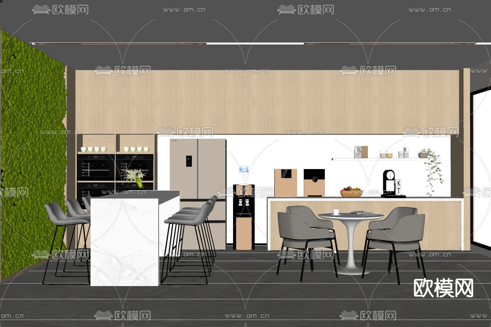 现代茶水间su模型下载（渲染图2）
