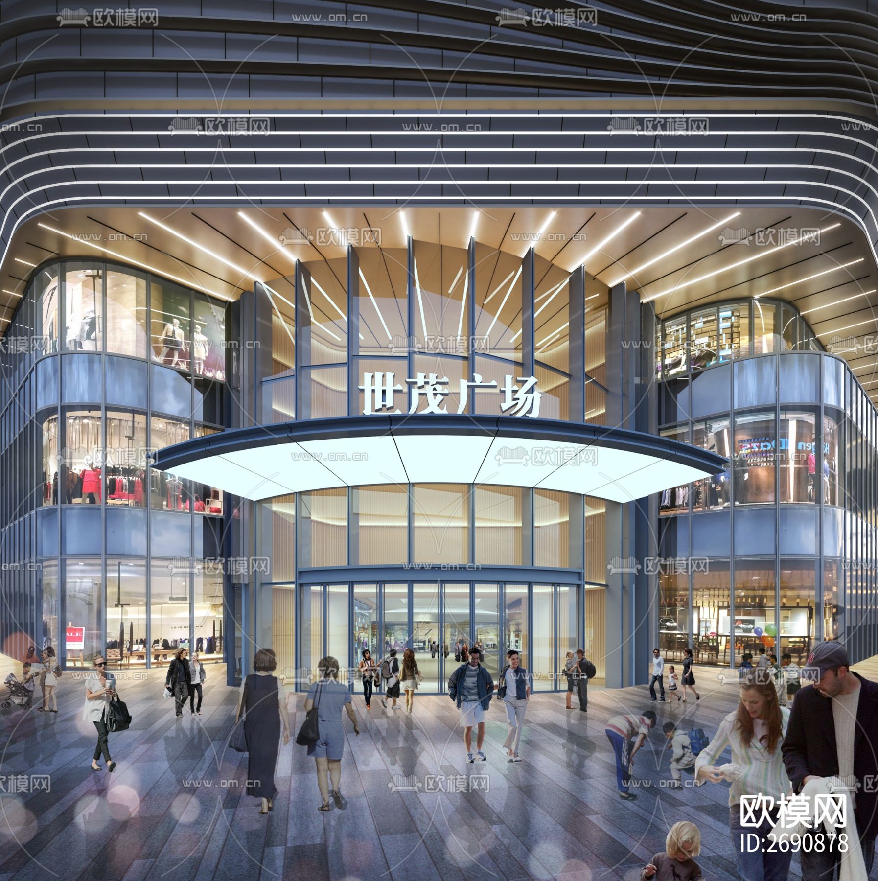 肇庆世茂广场购物中心全套cad施工图下载（渲染图4）