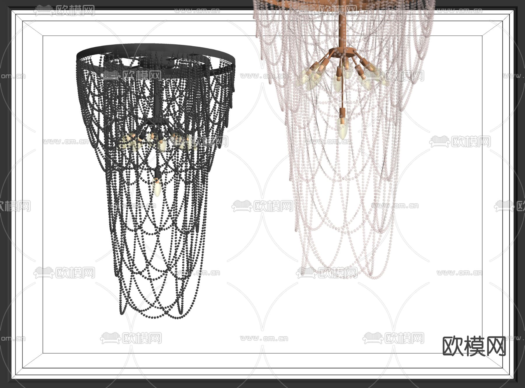 法式水晶吊灯su模型下载（渲染图2）
