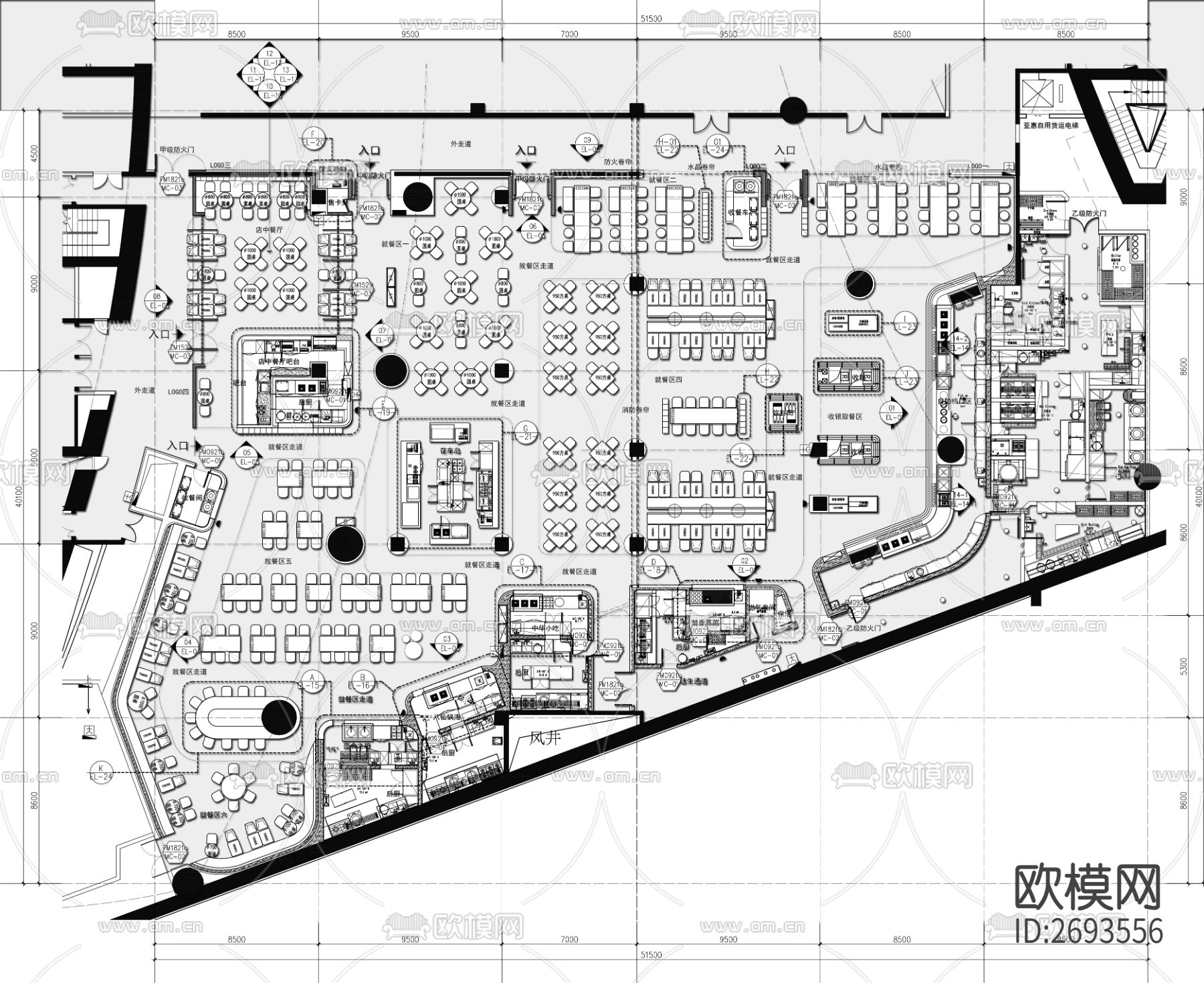 甜品店咖啡店CAD施工图下载（渲染图2）