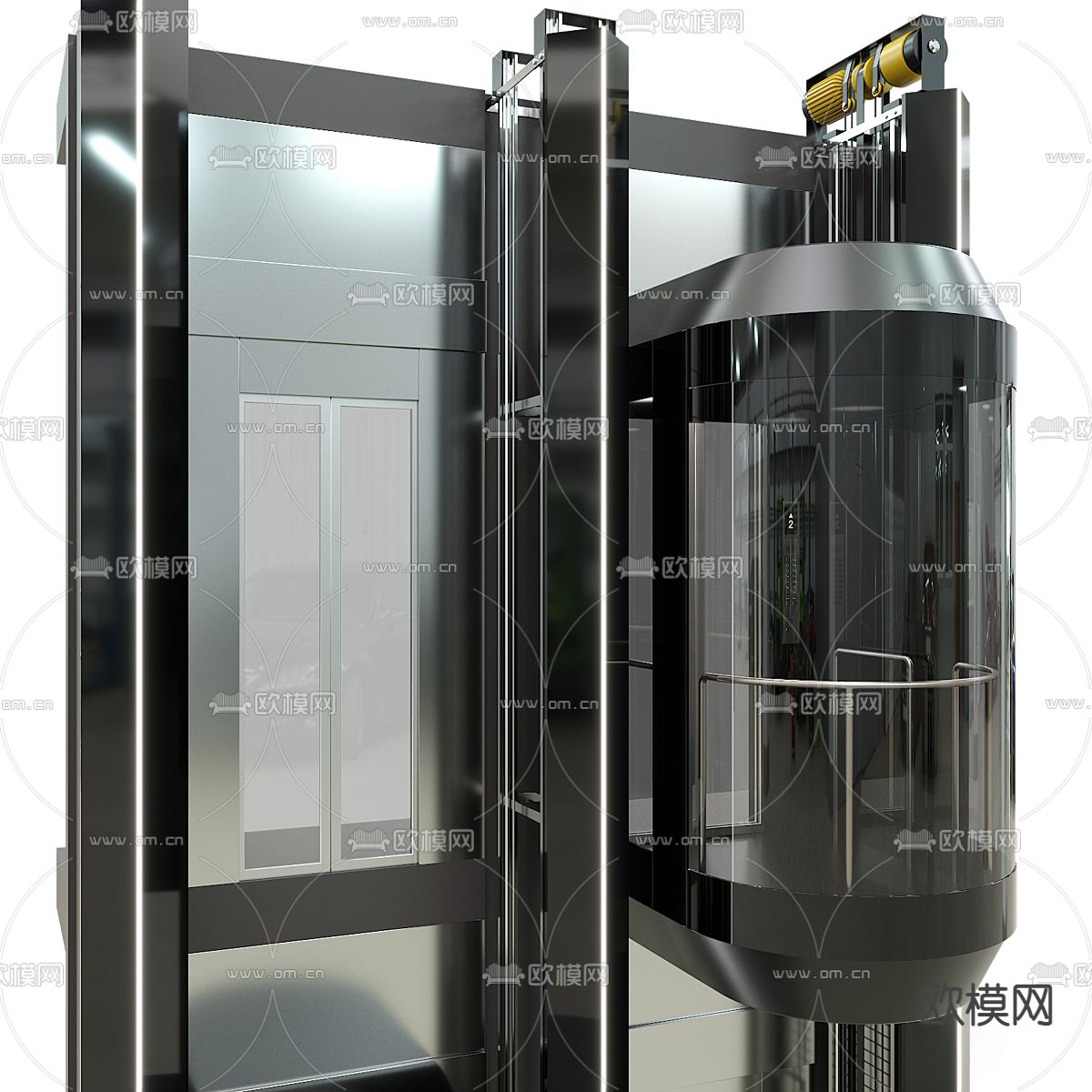 观光电梯 升降电梯3d模型下载（渲染图4）