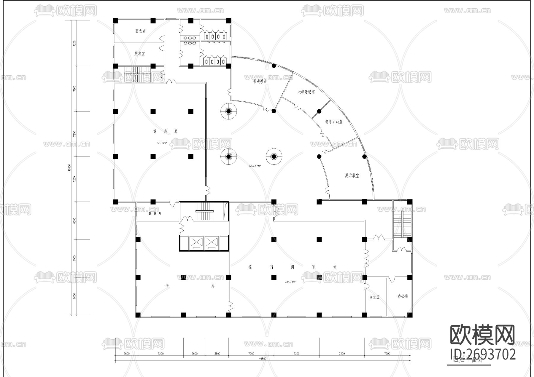现代风格高层综合楼建筑CAD施工图下载（渲染图4）