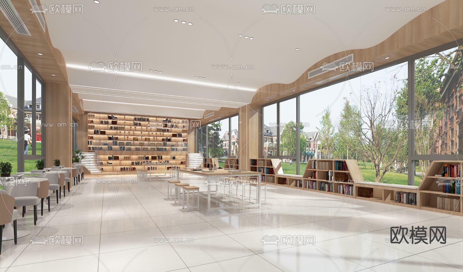 学校图书馆免费3d模型下载（渲染图2）