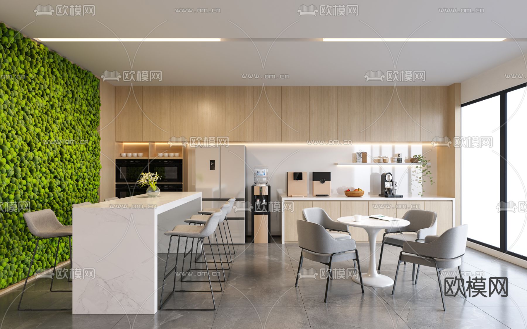 现代茶水间su模型下载（渲染图1）