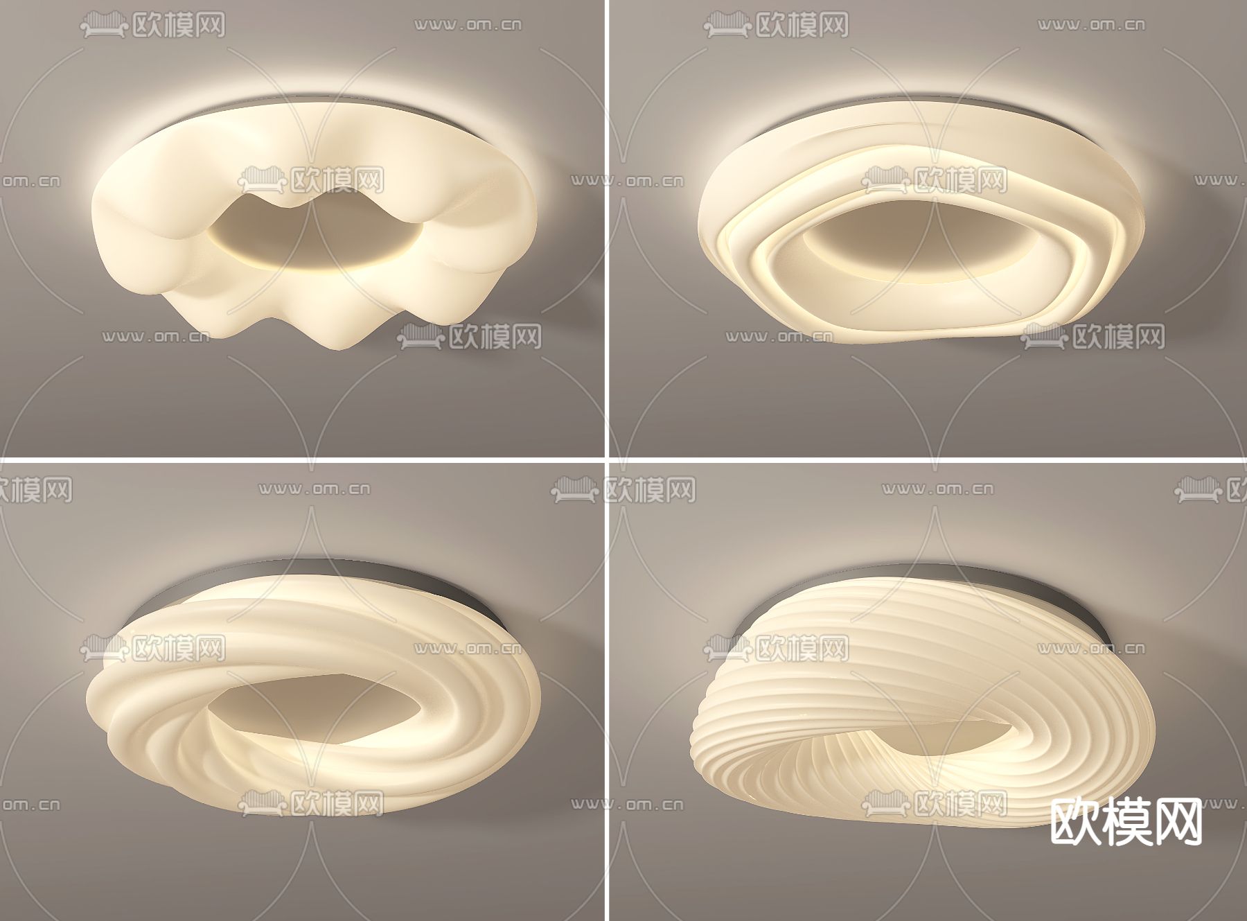 奶油风吸顶灯su模型下载（渲染图1）