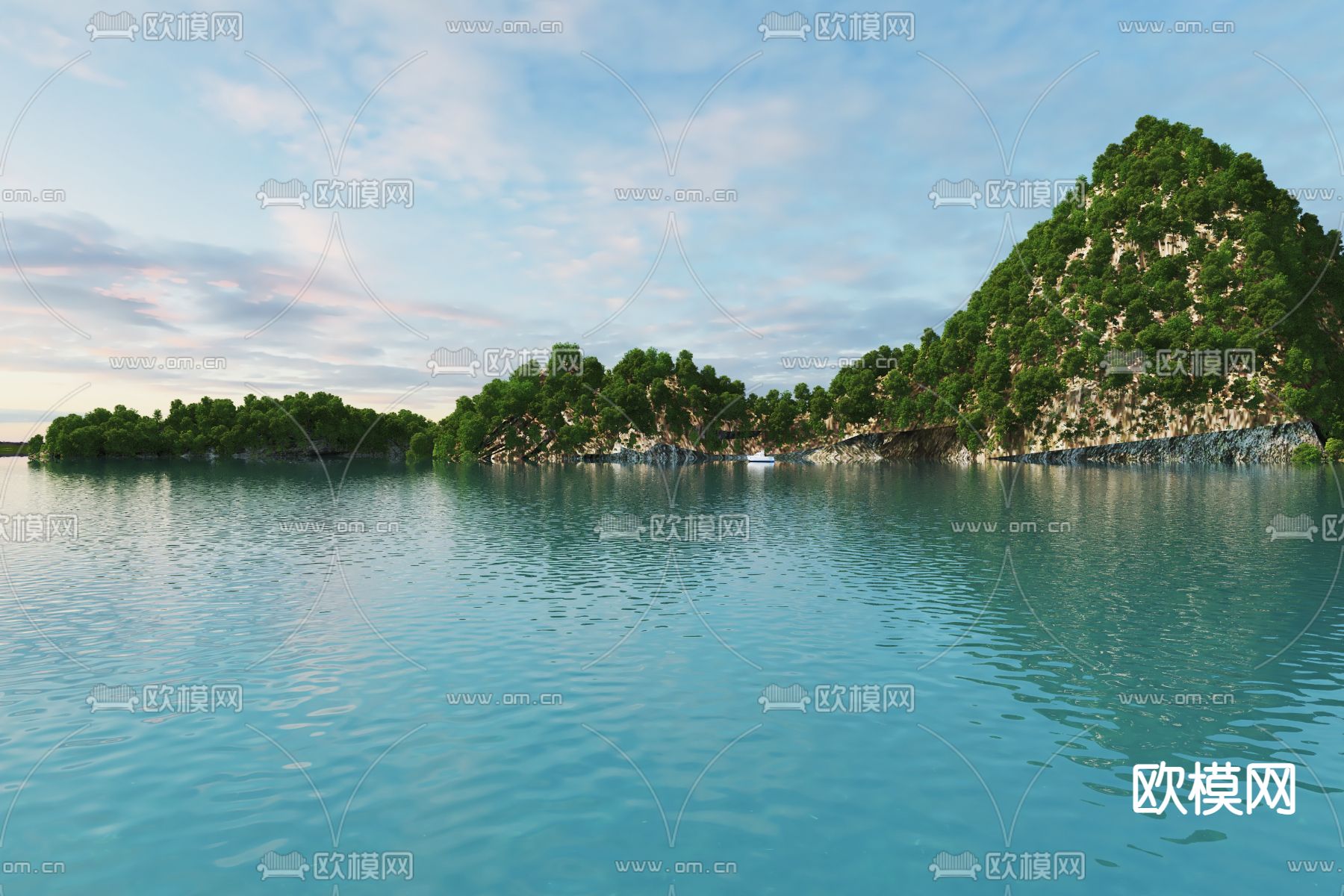 小岛岛屿 山体湖泊 湿地psd下载（渲染图3）