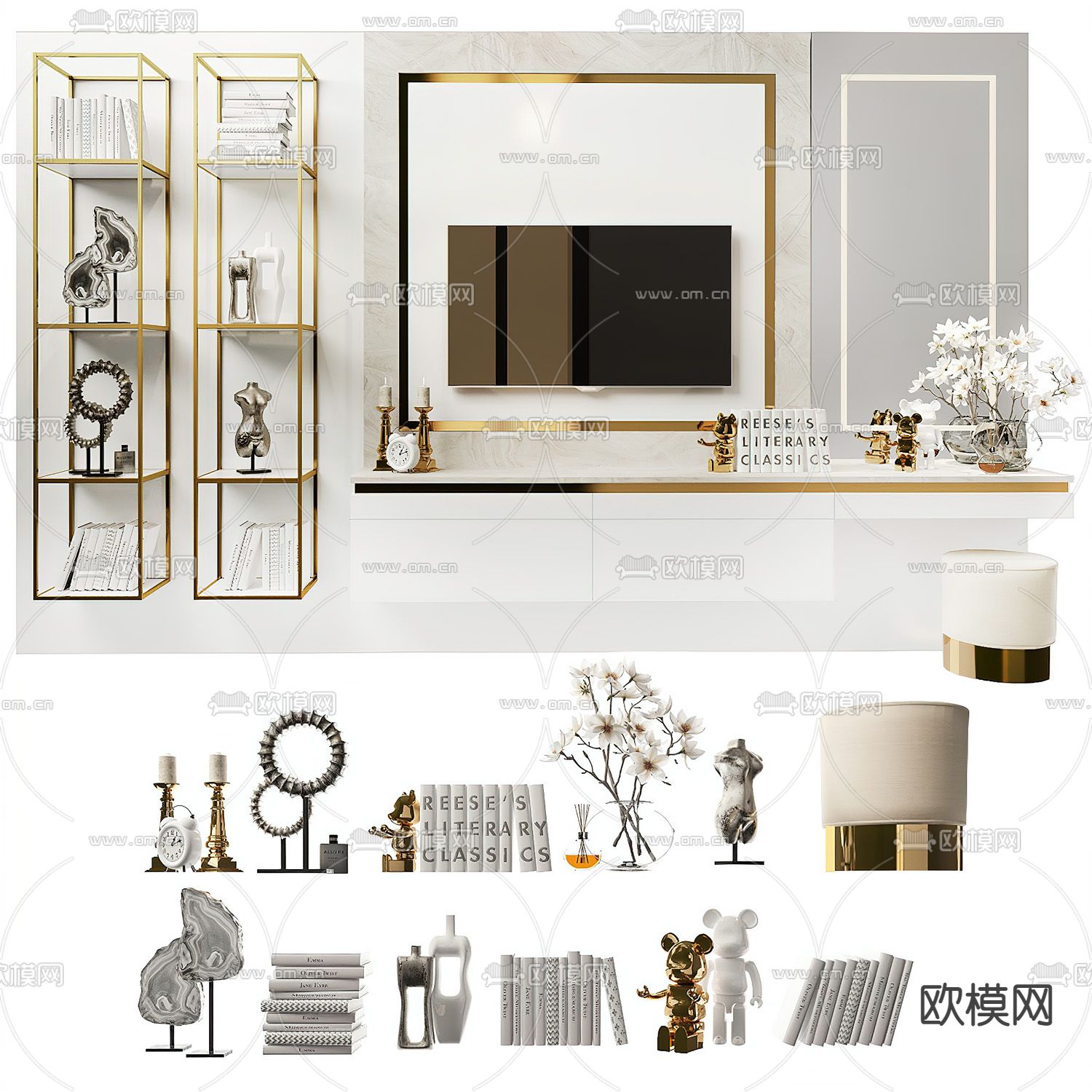 电视背景3d模型下载