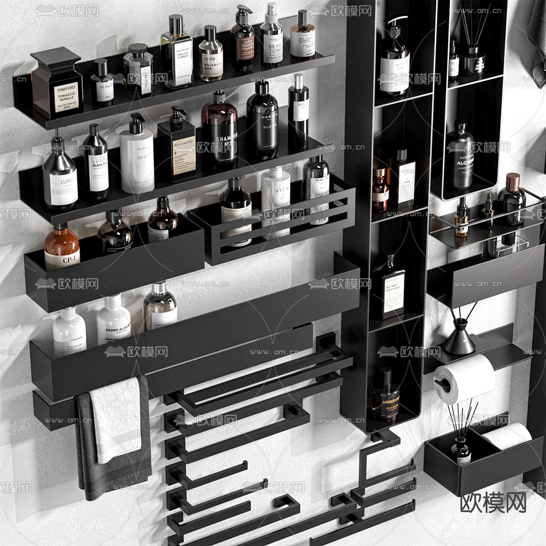 卫浴摆件 洗浴用品 毛巾架3d模型下载（渲染图5）