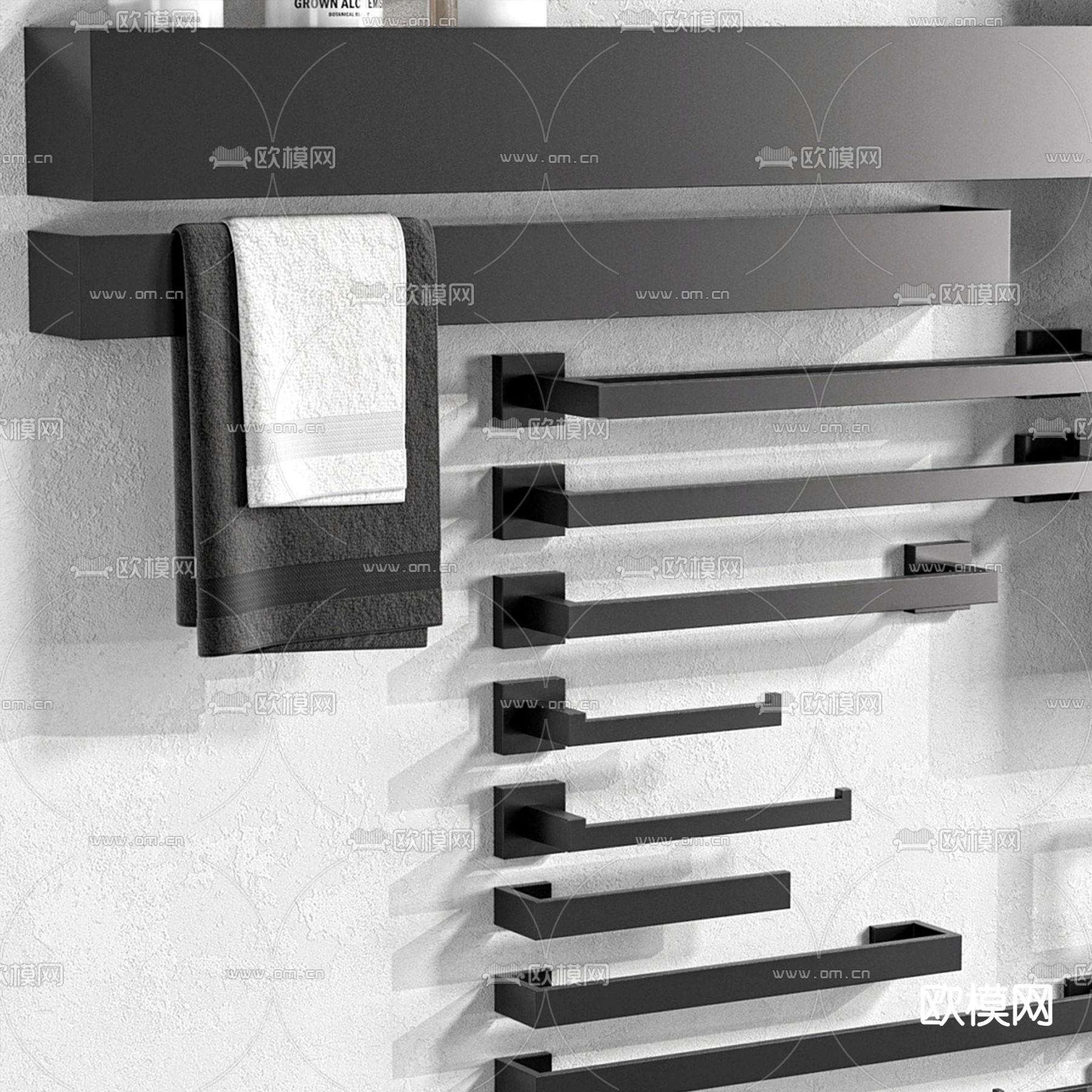 卫浴摆件 洗浴用品 毛巾架3d模型下载（渲染图6）