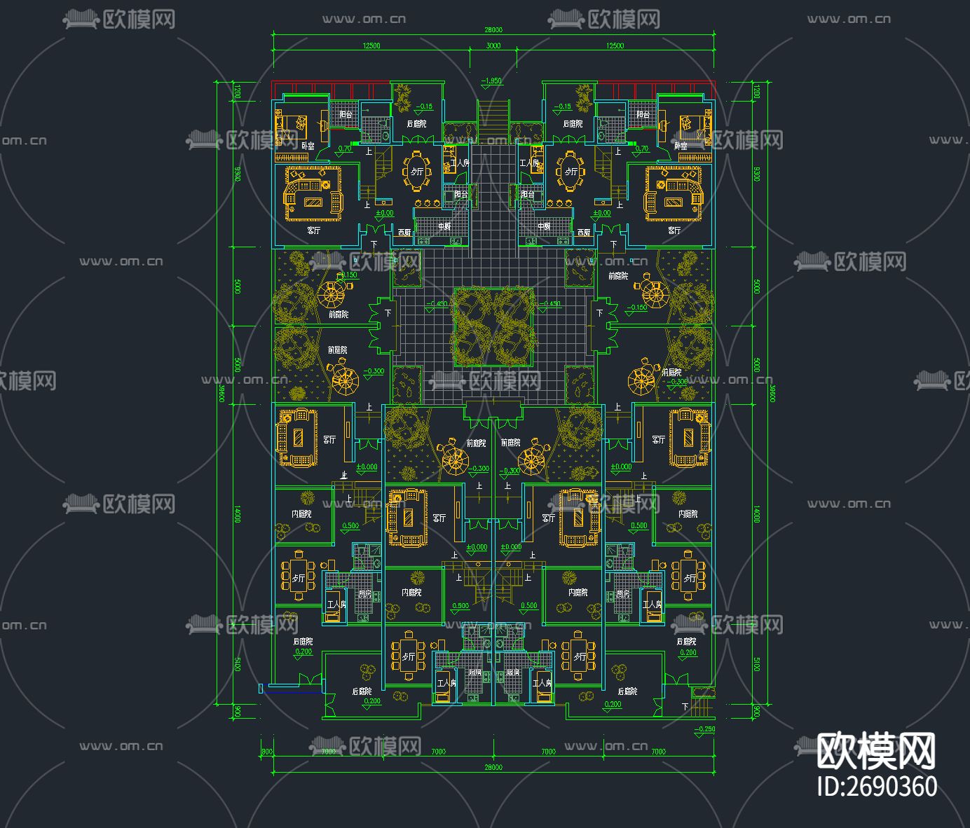 48套四合院建筑合集cad施工图下载（渲染图2）