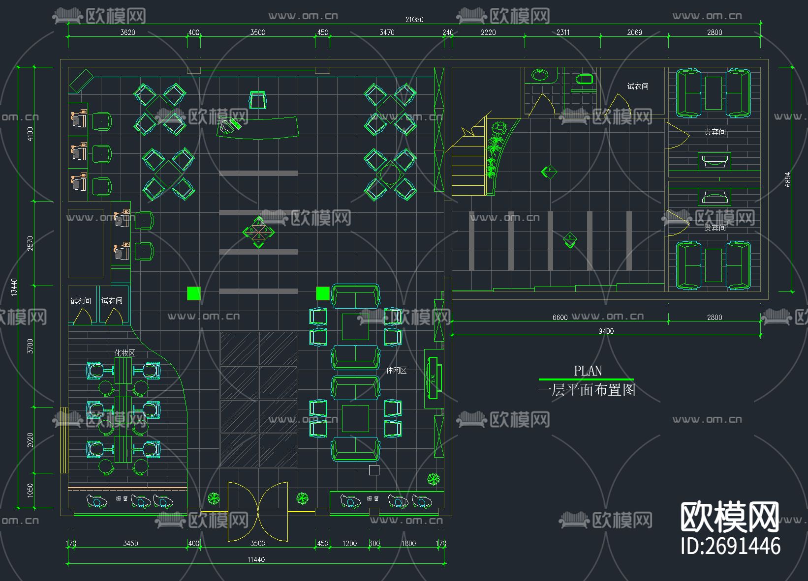 精品婚纱店影楼cad施工图下载（渲染图9）