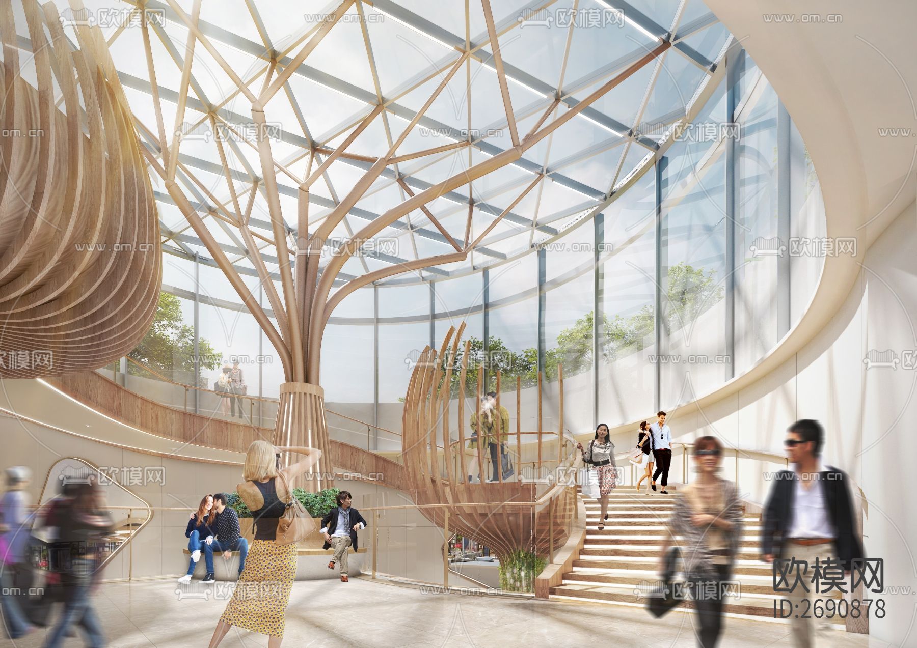 肇庆世茂广场购物中心全套cad施工图下载（渲染图5）