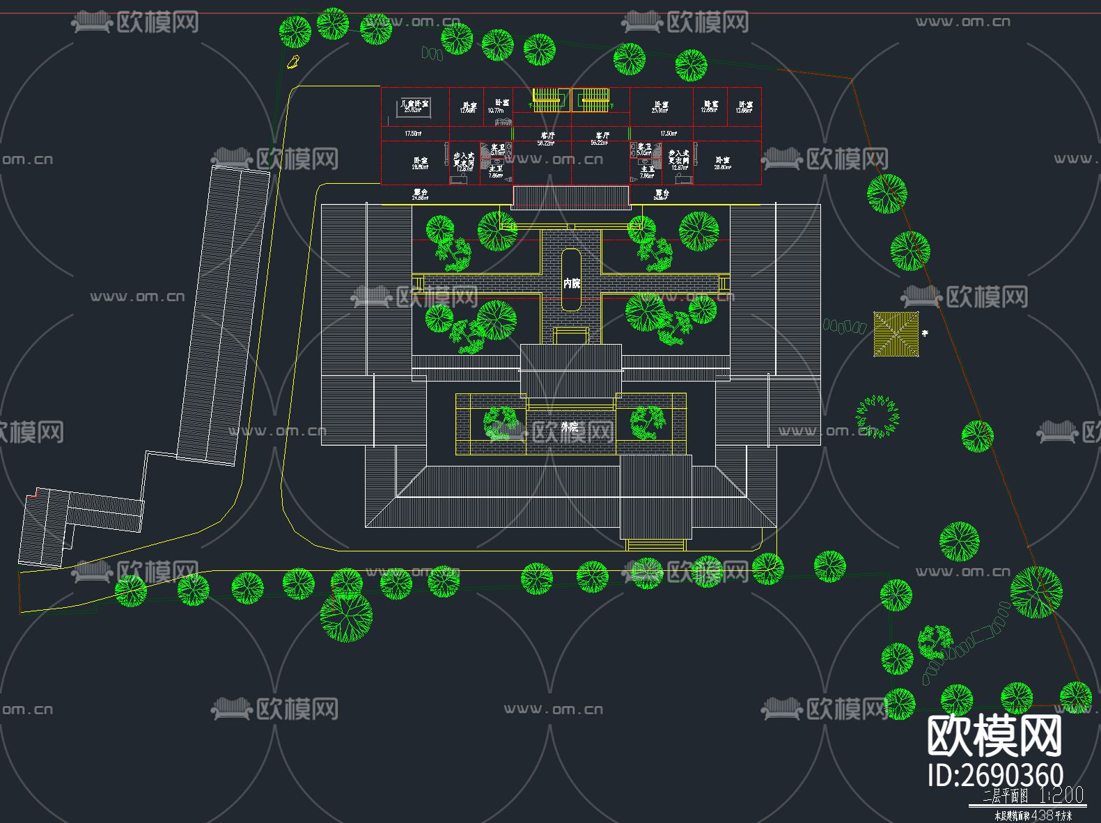 48套四合院建筑合集cad施工图下载（渲染图4）