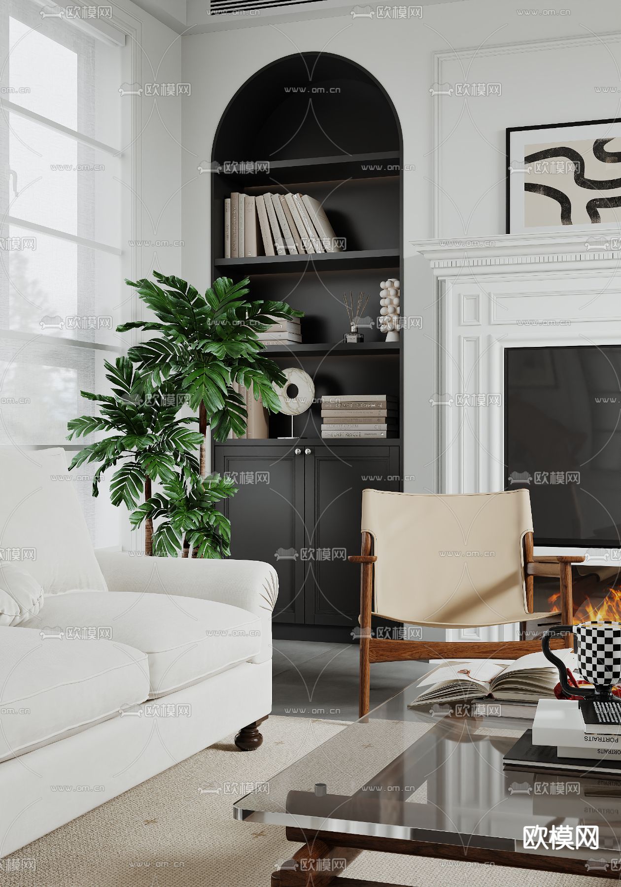 美式客厅3d模型下载（渲染图4）