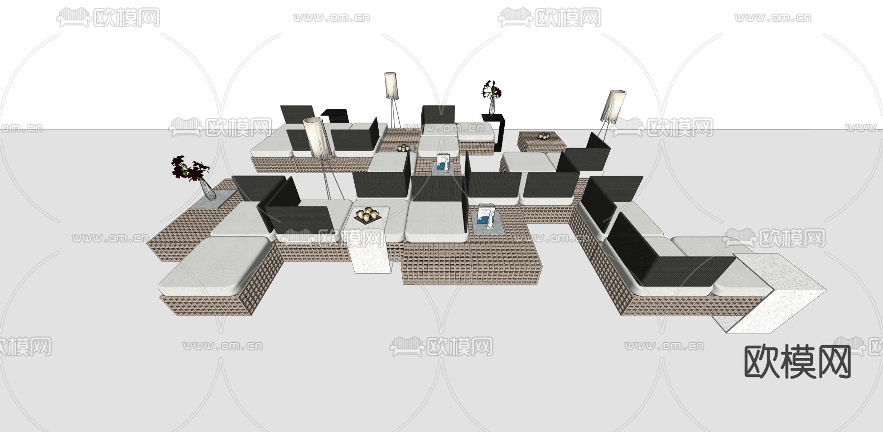 侘寂风公共椅su模型下载（渲染图3）