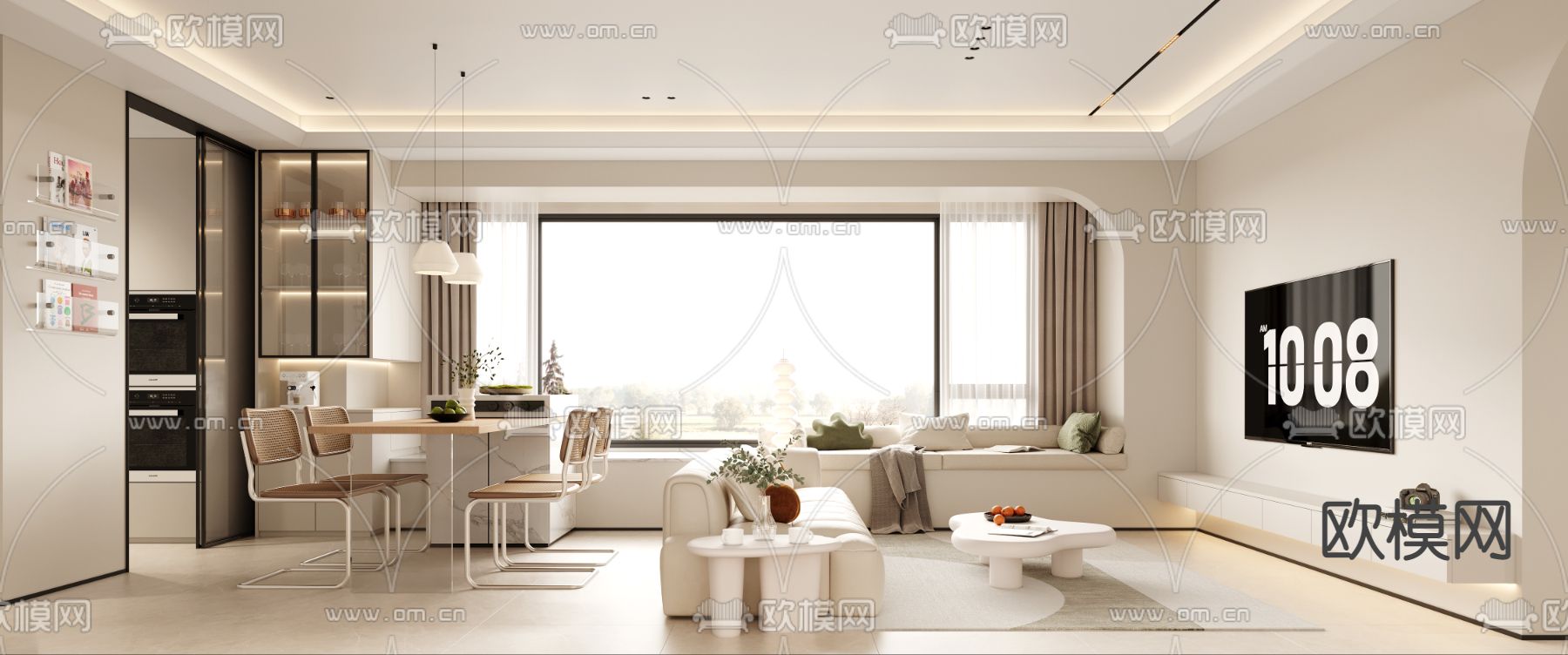 北欧客餐厅3d模型下载（渲染图2）