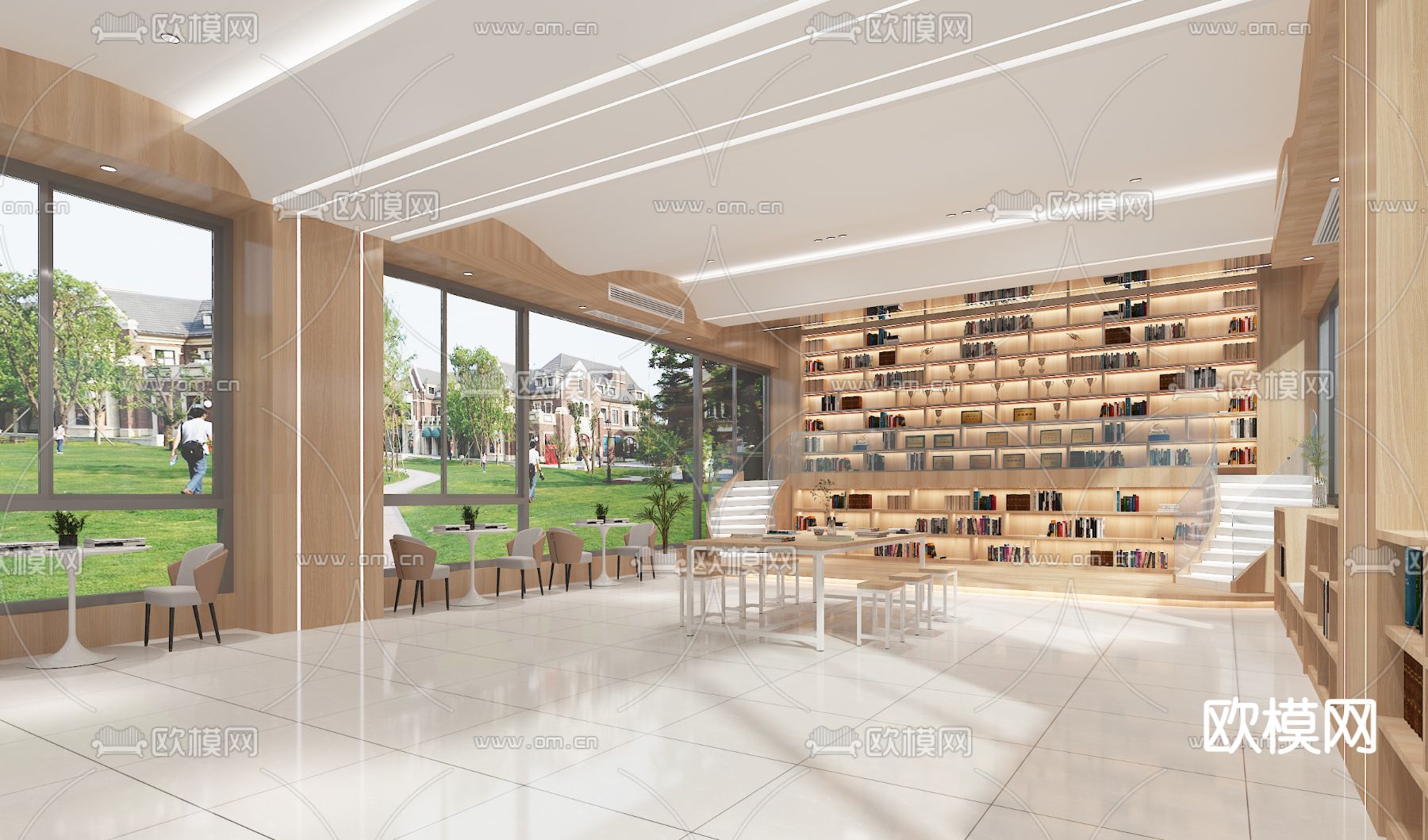 学校图书馆免费3d模型下载（渲染图4）