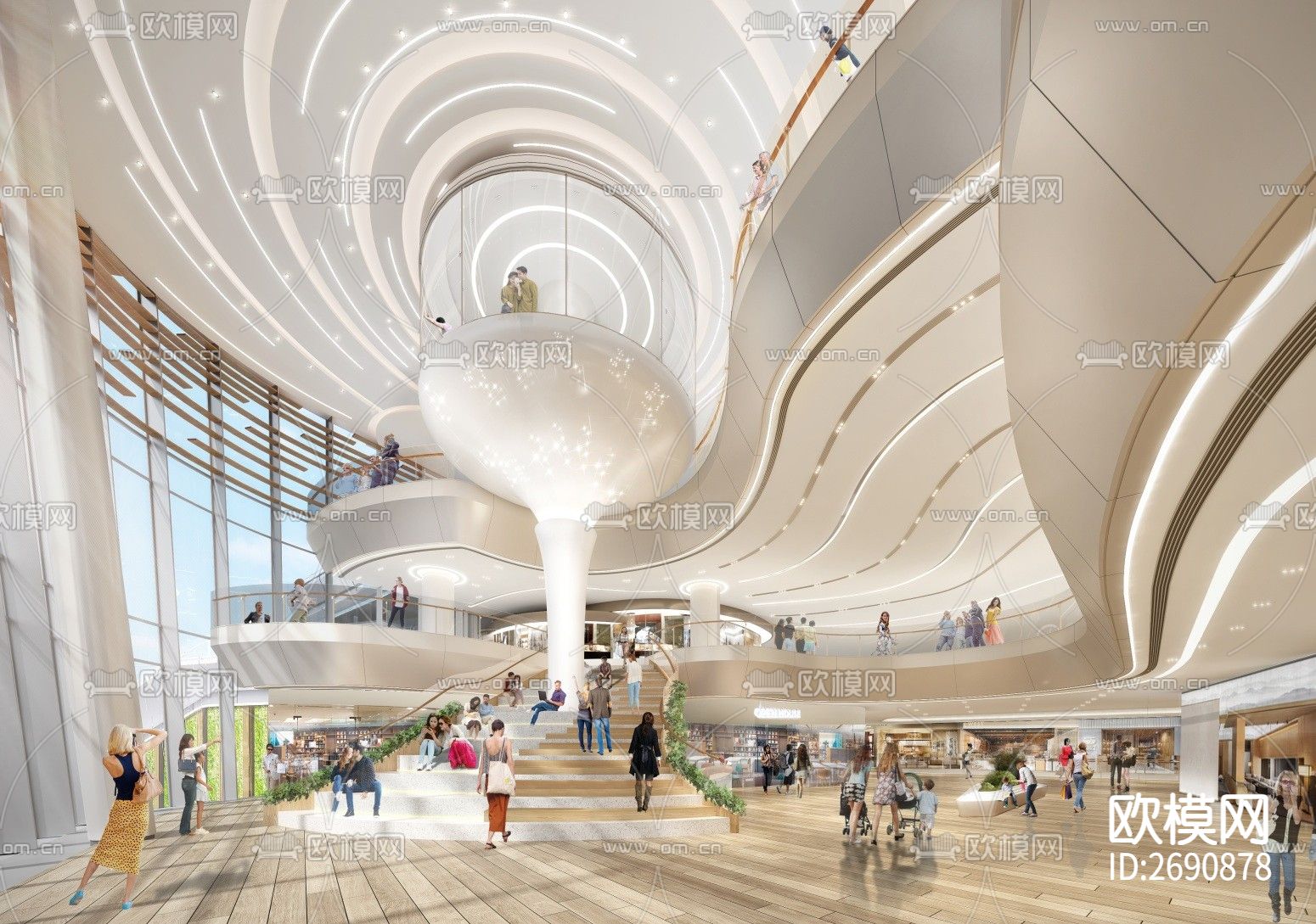 肇庆世茂广场购物中心全套cad施工图下载（渲染图1）