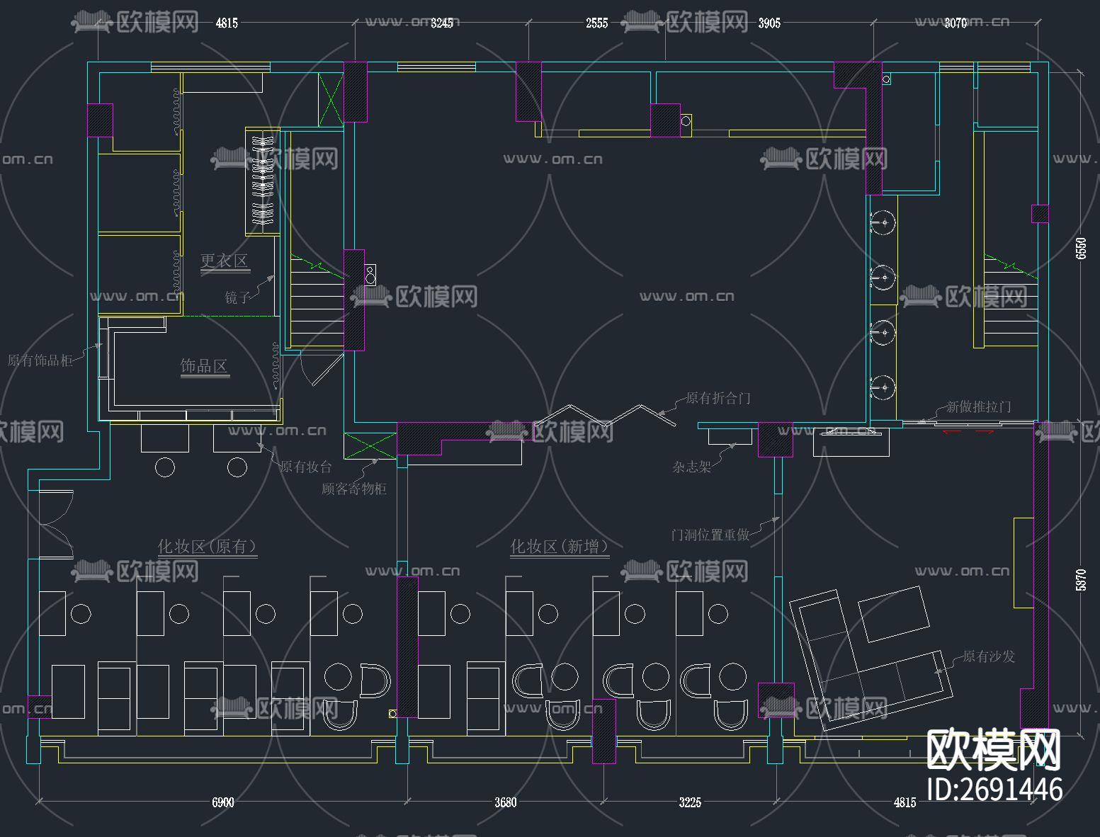 精品婚纱店影楼cad施工图下载（渲染图8）