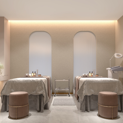  奶油风spa包房u模型 