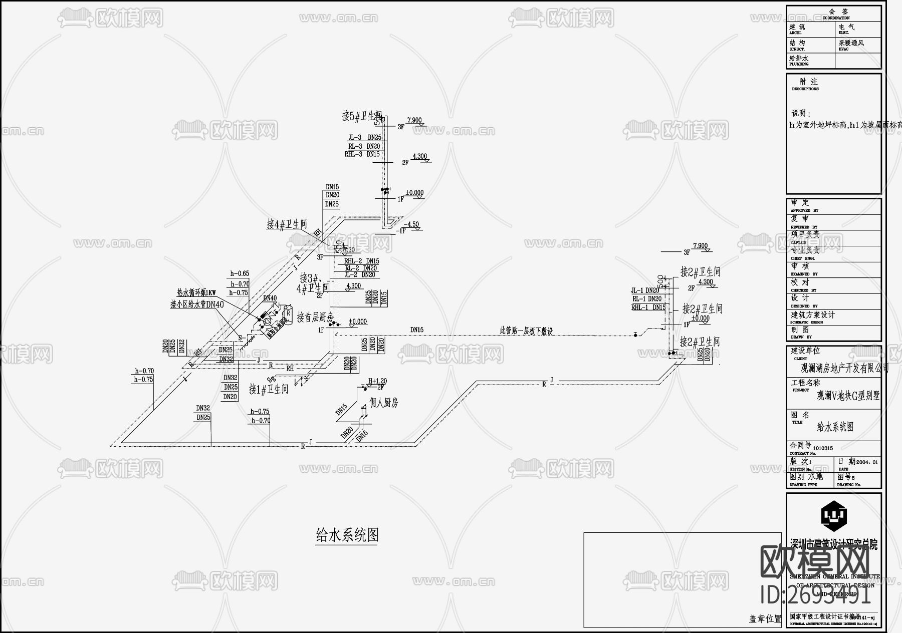 别墅给排水CAD施工图下载（渲染图3）