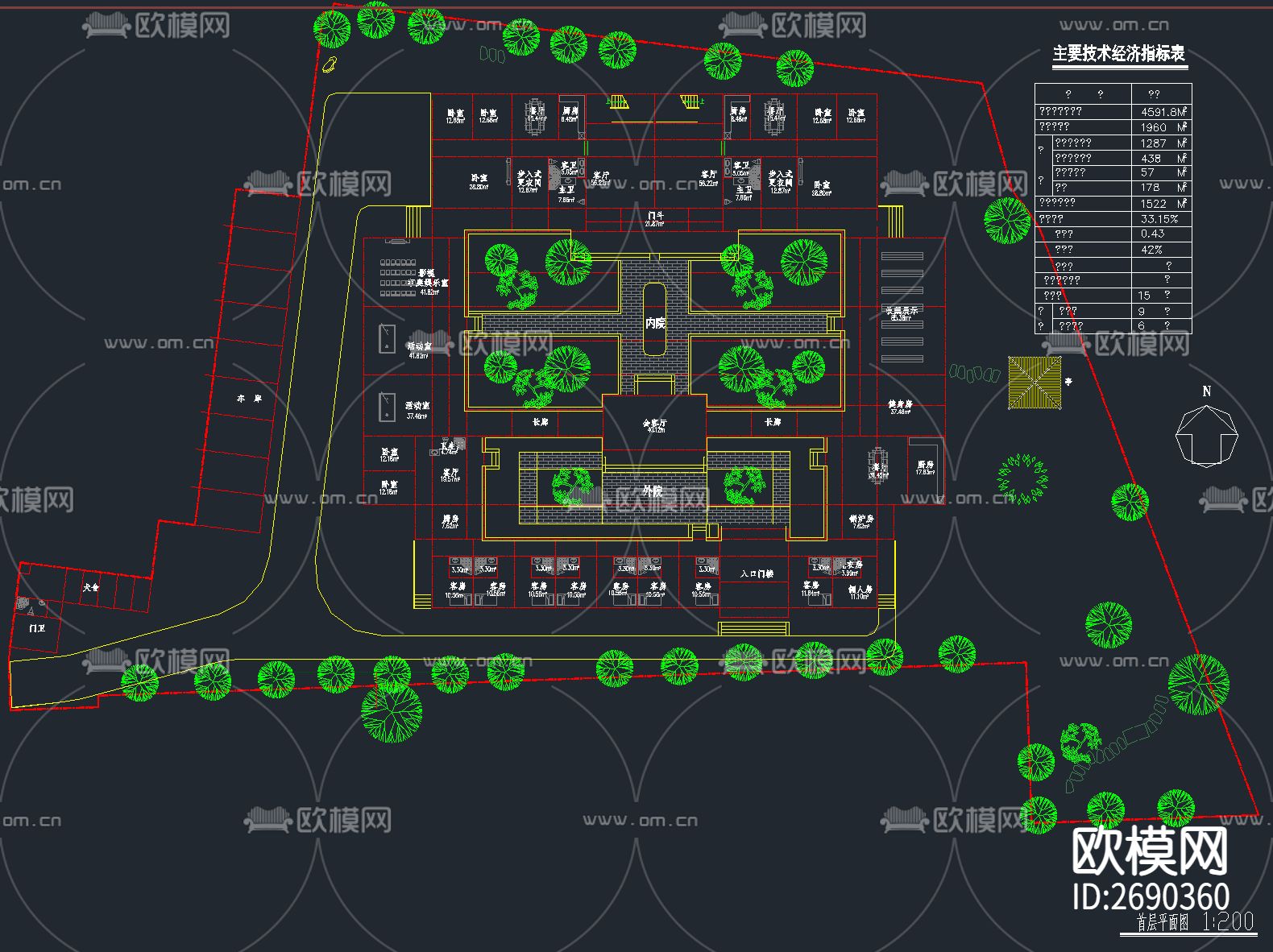 48套四合院建筑合集cad施工图下载（渲染图3）