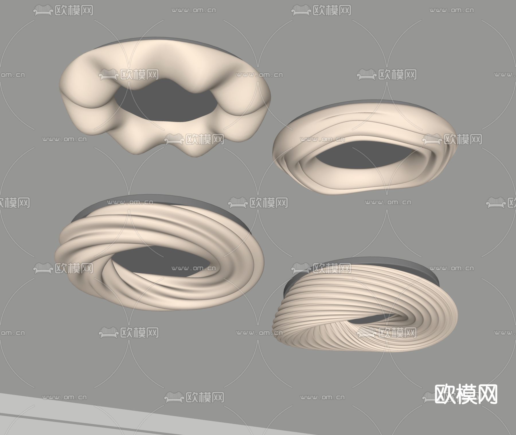 奶油风吸顶灯su模型下载（渲染图2）