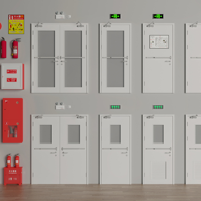  消防门 防火门 消防器材su模型 