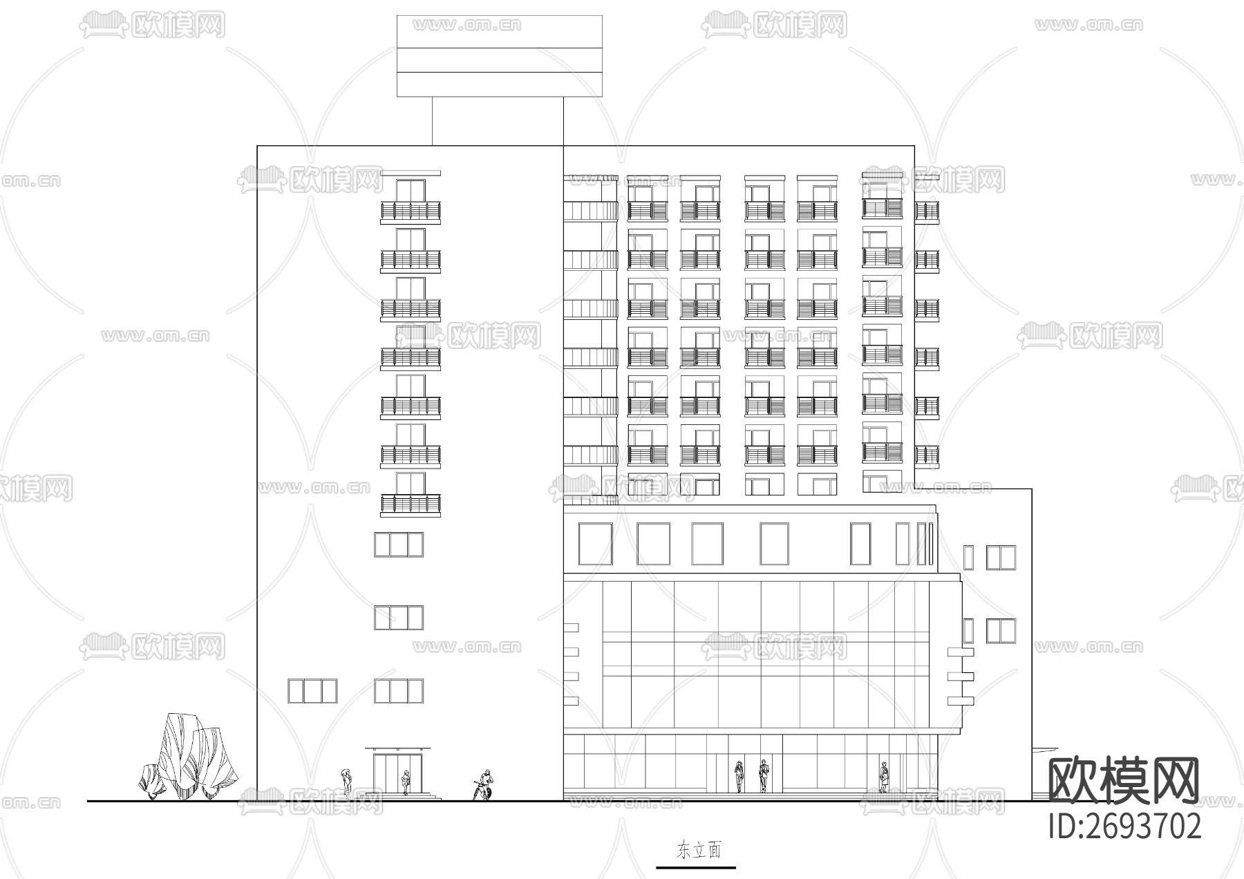 现代风格高层综合楼建筑CAD施工图下载（渲染图7）
