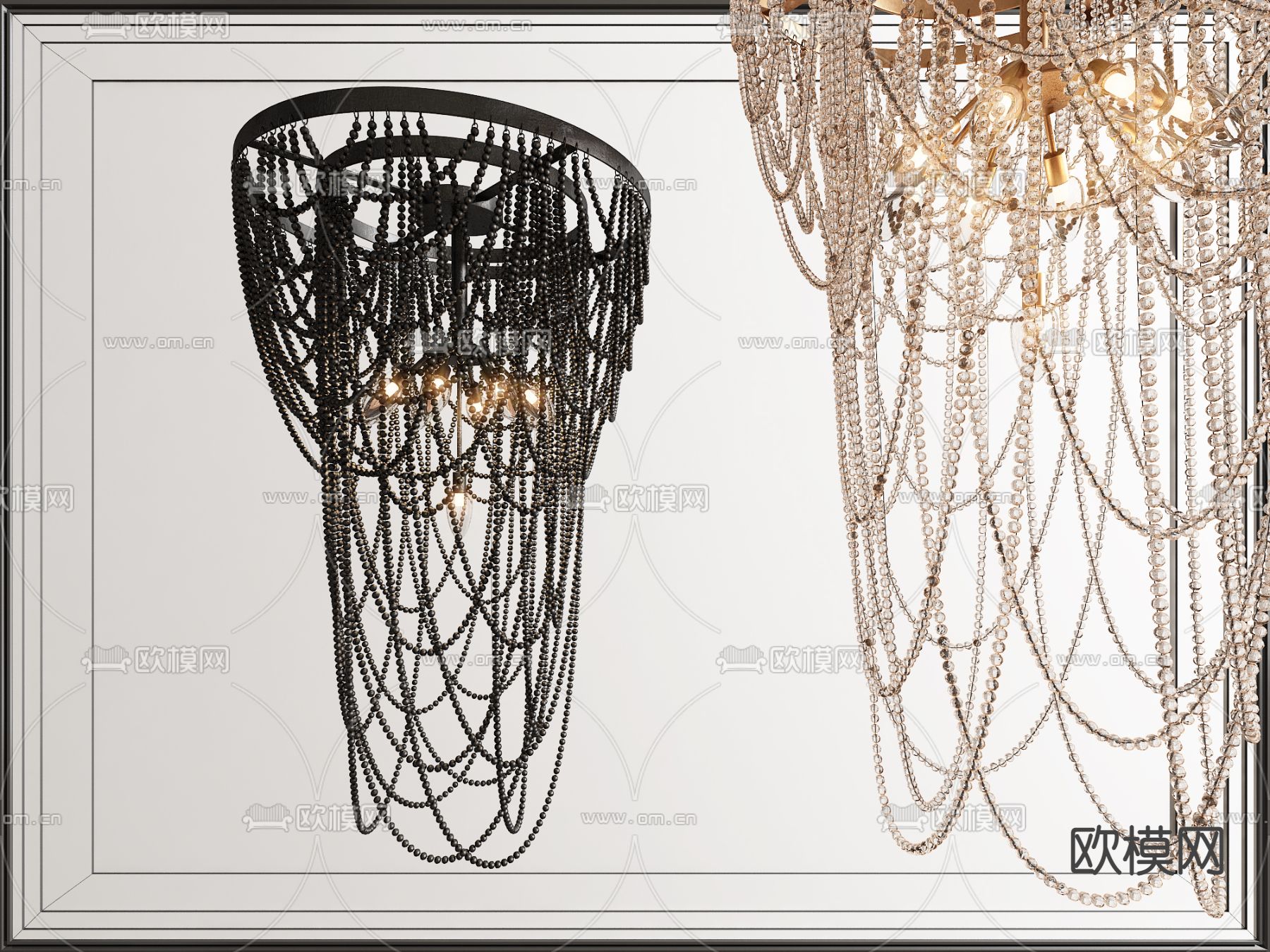 法式水晶吊灯su模型下载（渲染图1）