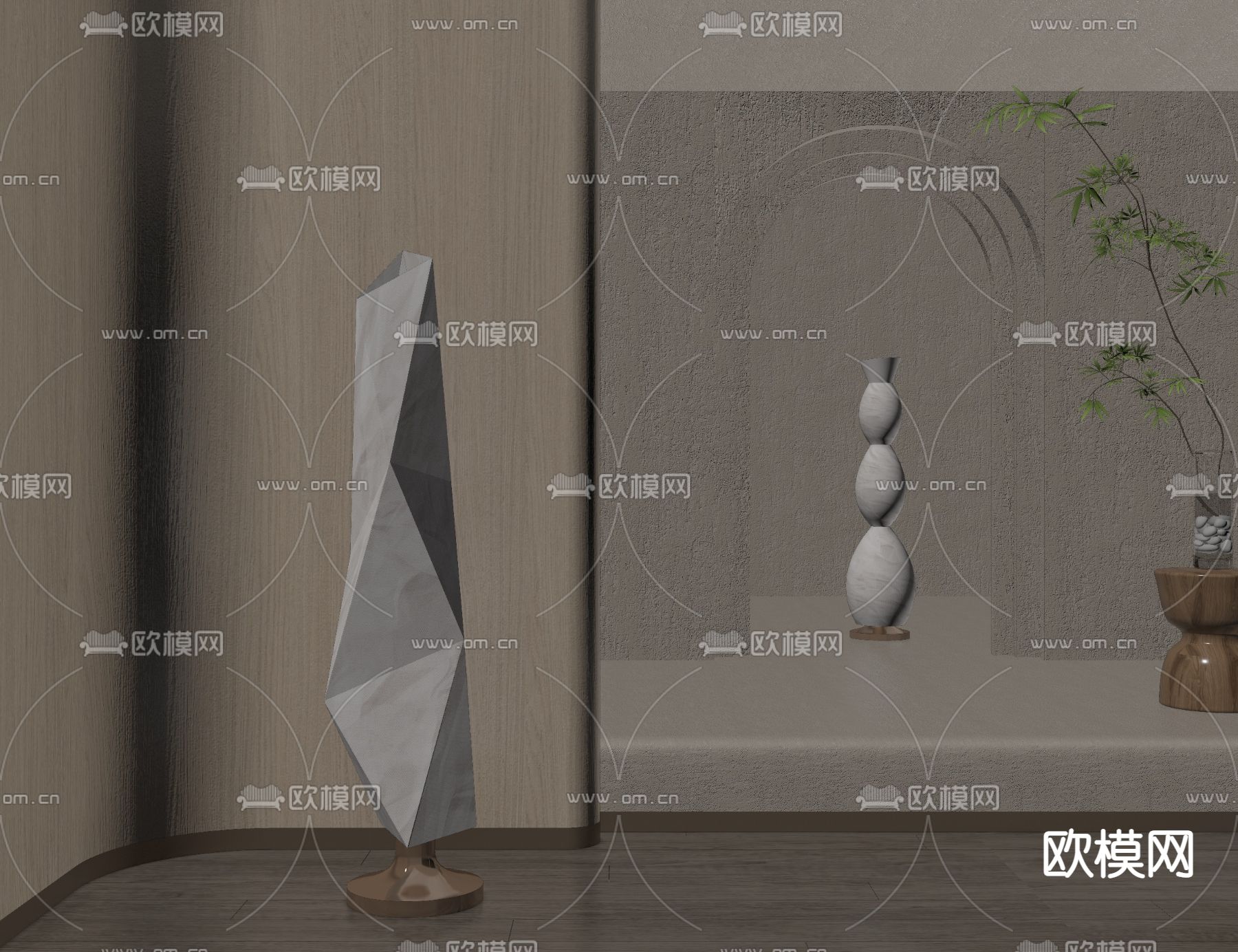 侘寂风落地灯su模型下载（渲染图2）