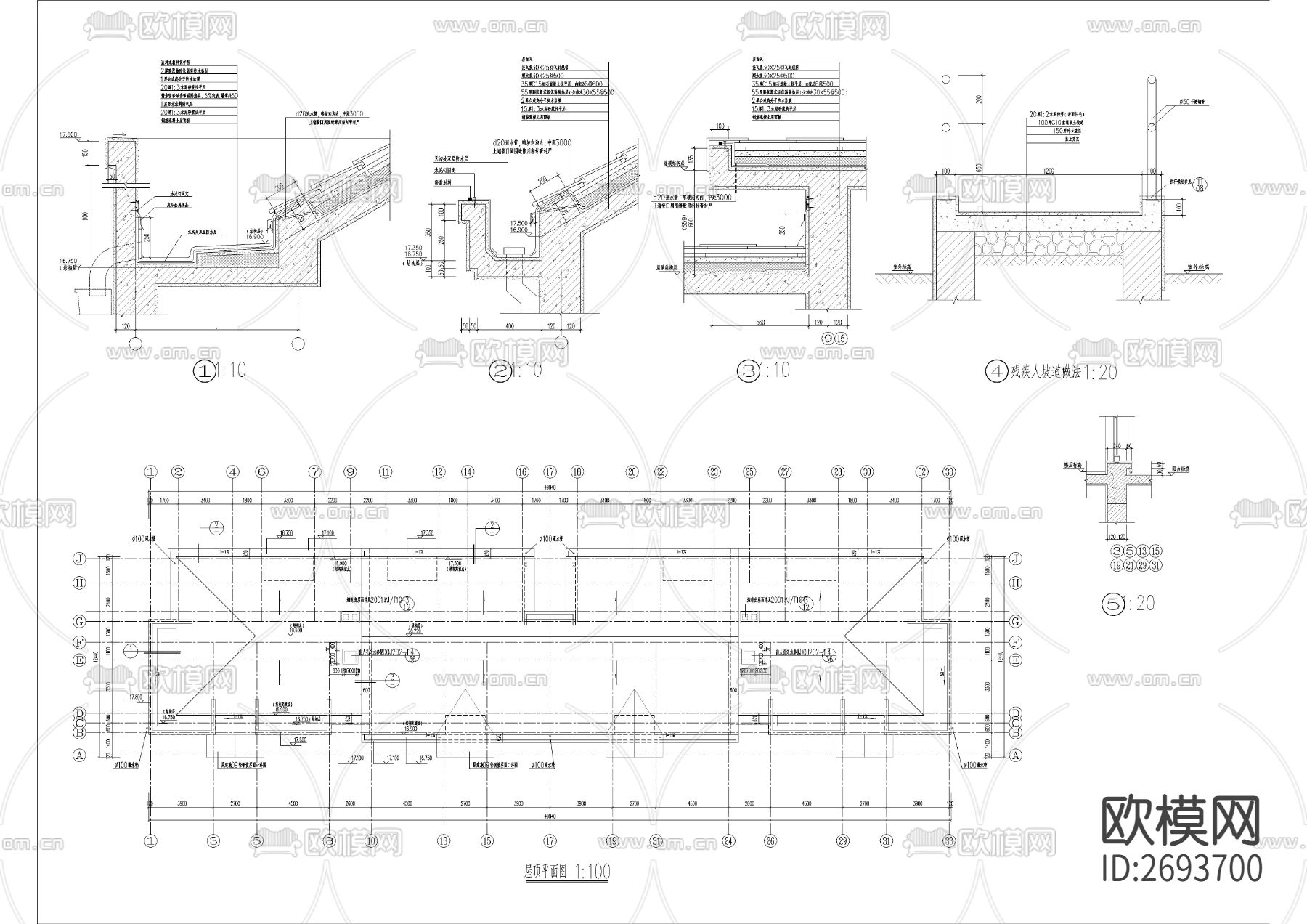 六层坡屋顶全套建筑CAD施工图下载（渲染图6）