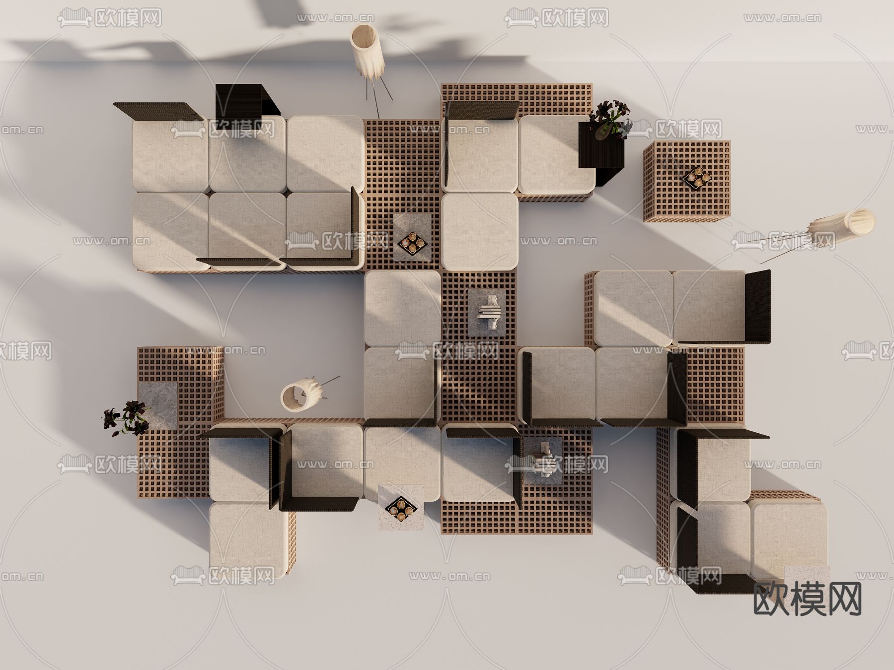 侘寂风公共椅su模型下载（渲染图2）