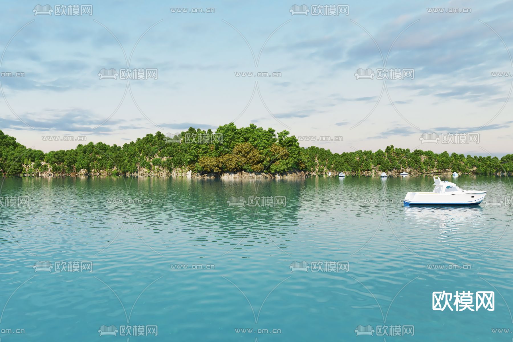 小岛岛屿 山体湖泊 湿地psd下载（渲染图1）