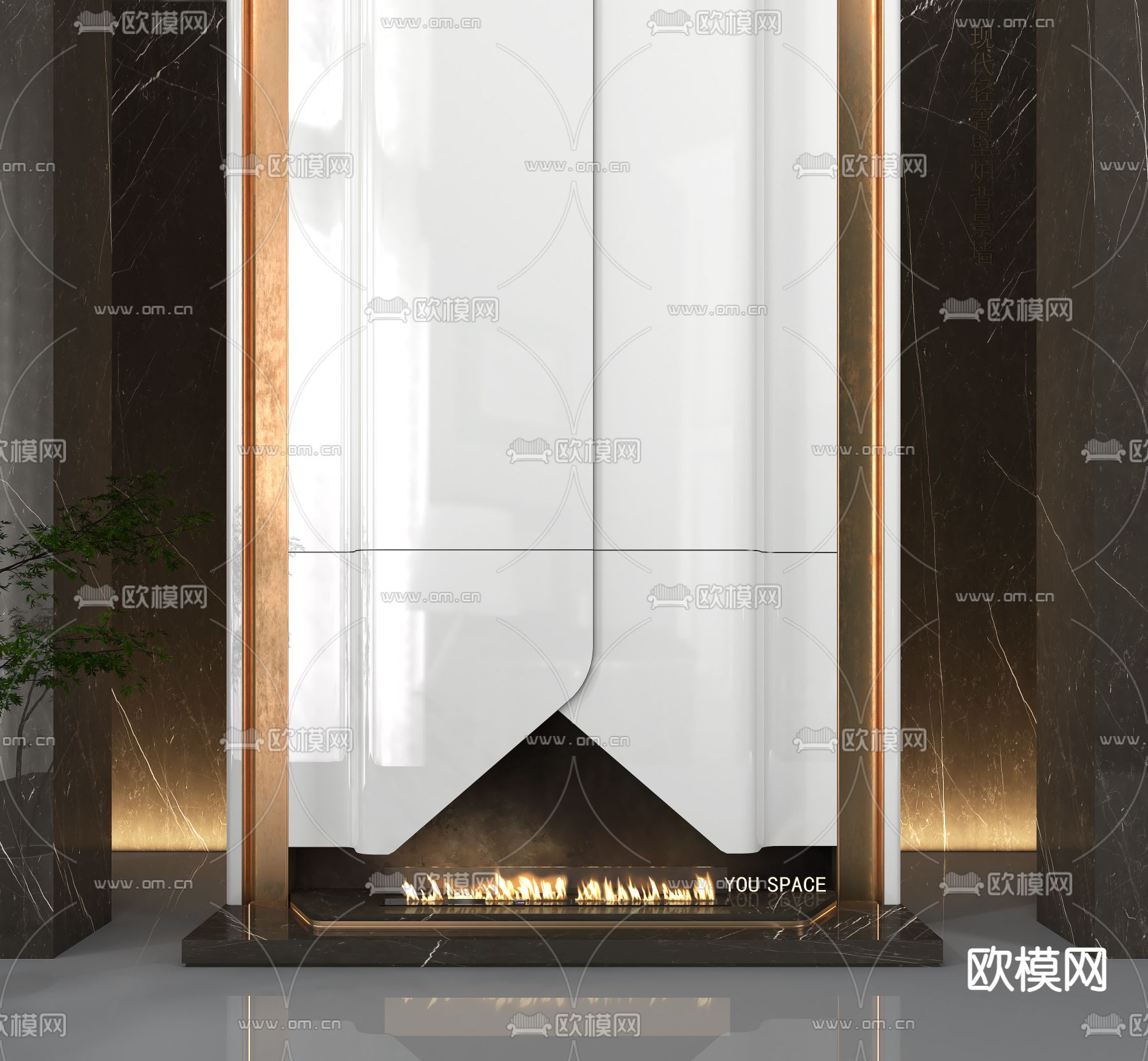 轻奢壁炉su模型下载（渲染图1）