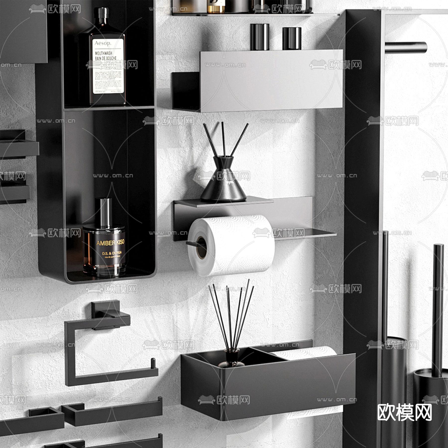 卫浴摆件 洗浴用品 毛巾架3d模型下载（渲染图4）