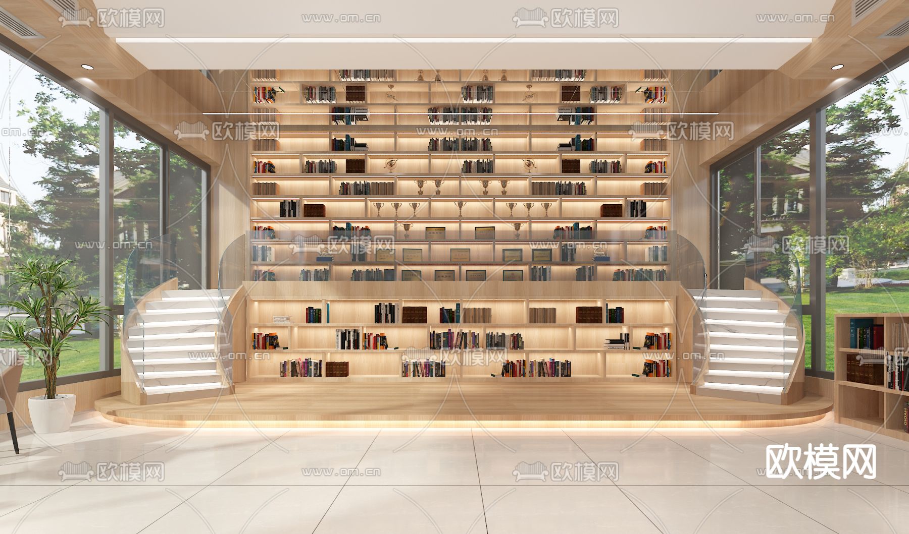 学校图书馆免费3d模型下载（渲染图1）
