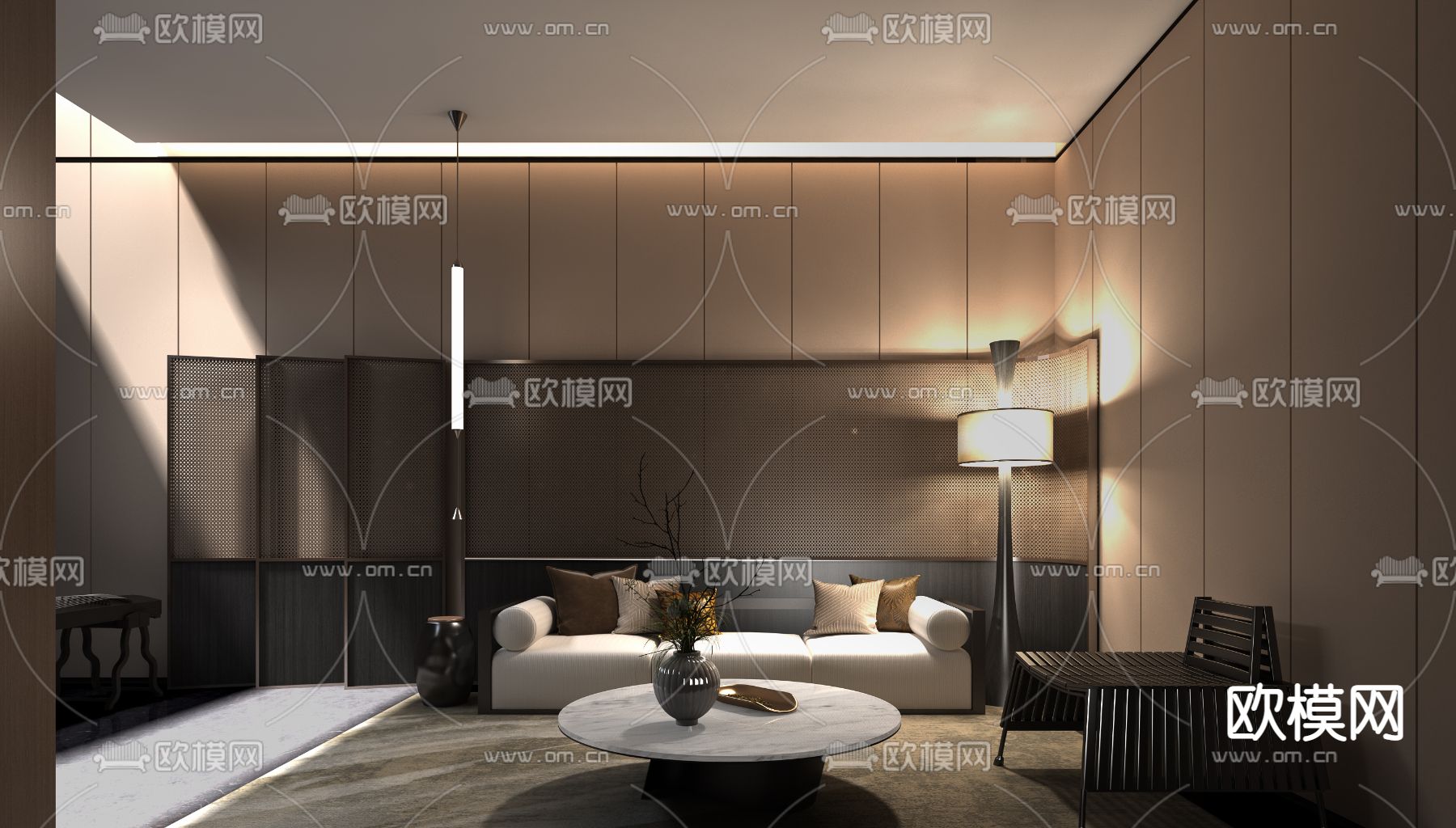 现代会客厅 接待室su模型下载（渲染图1）