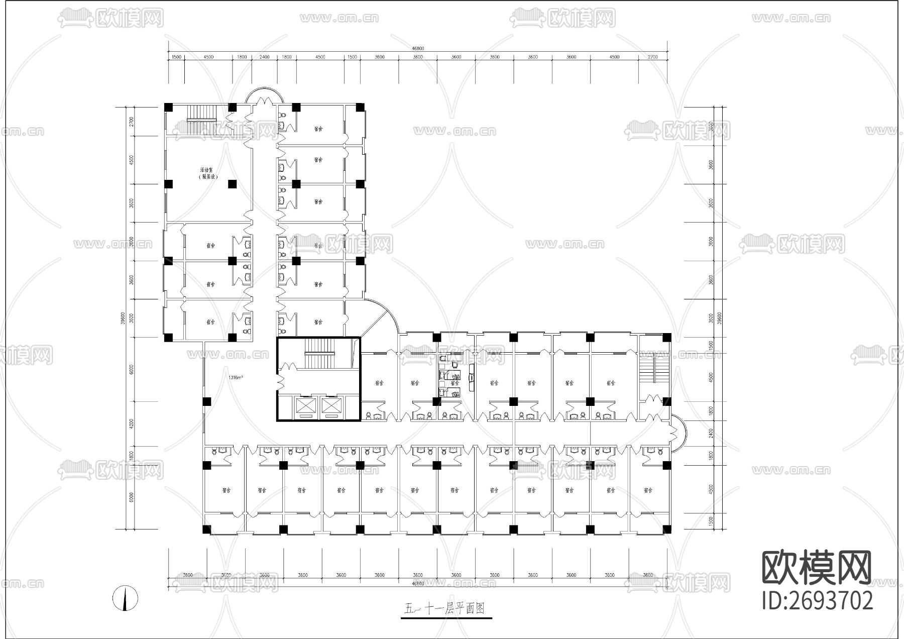 现代风格高层综合楼建筑CAD施工图下载（渲染图5）