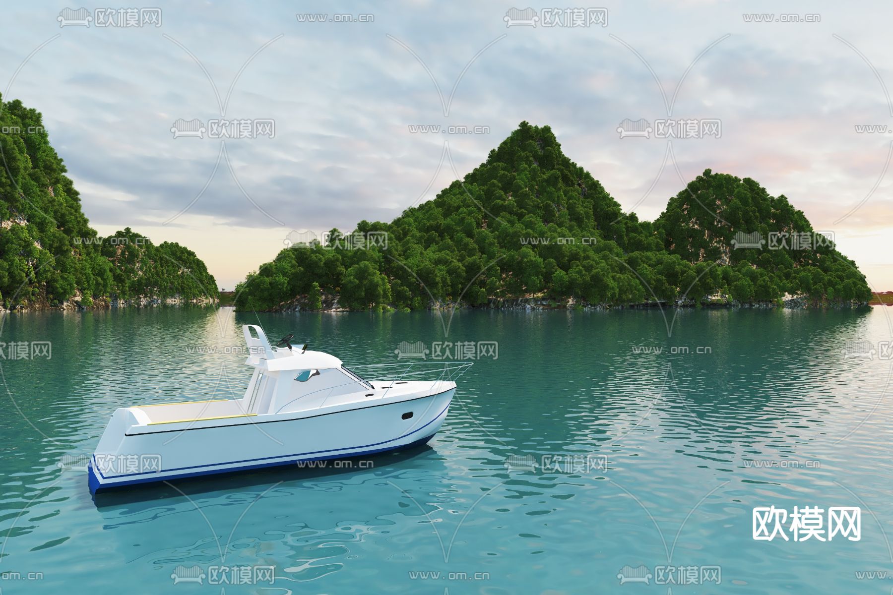 小岛岛屿 山体湖泊 湿地psd下载（渲染图2）