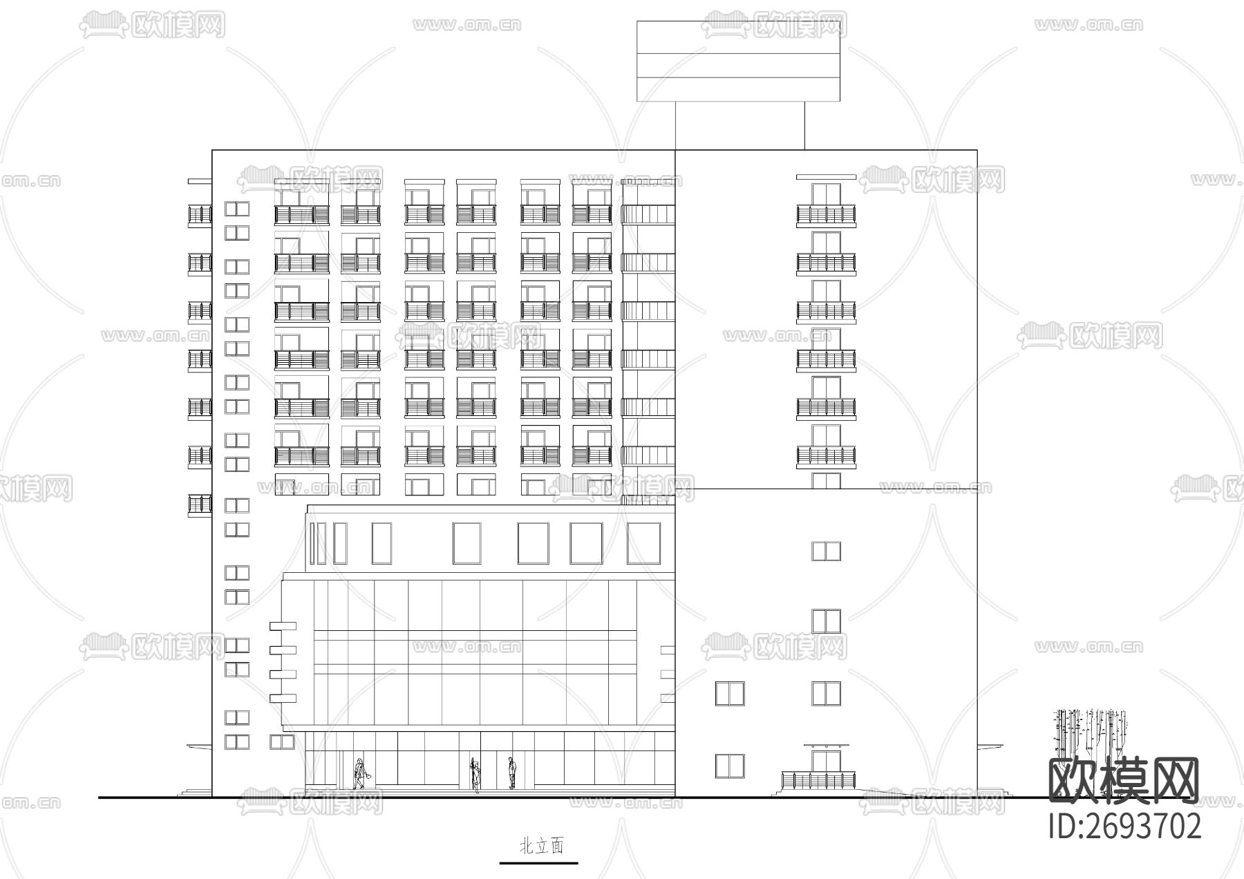 现代风格高层综合楼建筑CAD施工图下载（渲染图6）